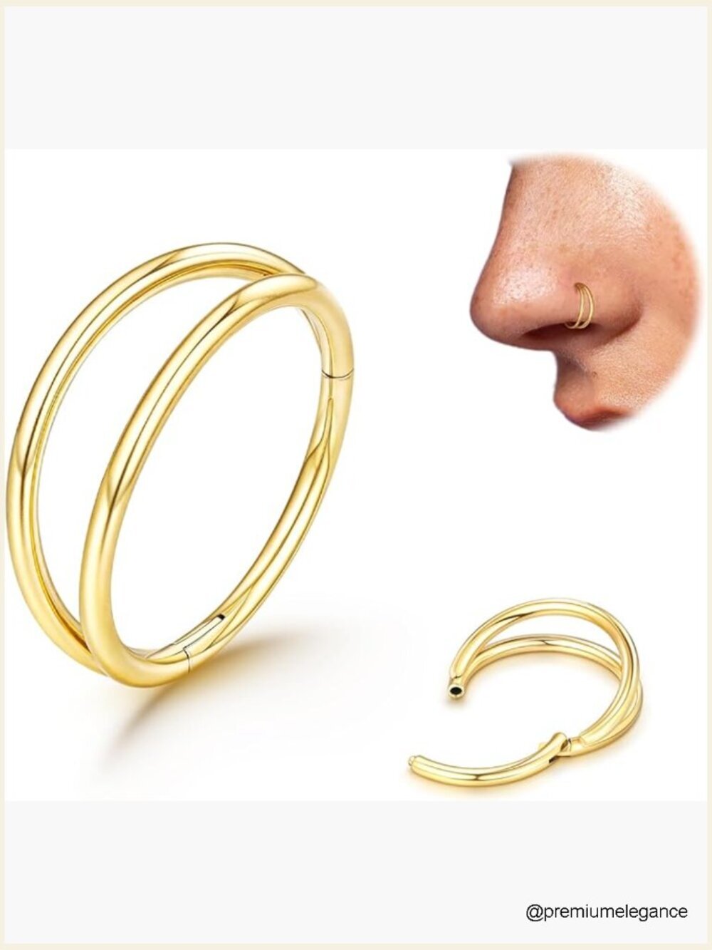 Titanium Double Hoop Nose Ring 20G 18G Hypoallergenic 6-9mm Piercing Jewelry